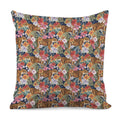 Flower And Tiger Pattern Print Pillow Cover