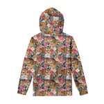 Flower And Tiger Pattern Print Pullover Hoodie