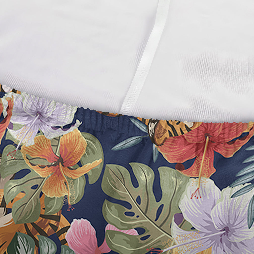 Flower And Tiger Pattern Print Sofa Cover