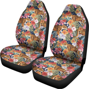 Flower And Tiger Pattern Print Universal Fit Car Seat Covers