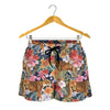 Flower And Tiger Pattern Print Women's Shorts