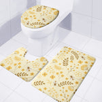 Flower Bee Pattern Print 3 Piece Bath Mat Set