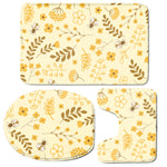 Flower Bee Pattern Print 3 Piece Bath Mat Set