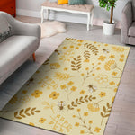 Flower Bee Pattern Print Area Rug