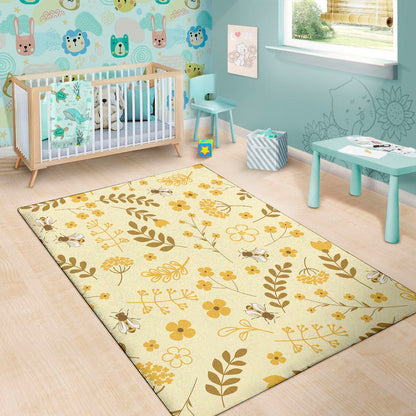 Flower Bee Pattern Print Area Rug