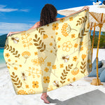 Flower Bee Pattern Print Beach Sarong Wrap