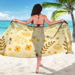 Flower Bee Pattern Print Beach Sarong Wrap