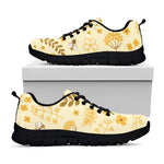 Flower Bee Pattern Print Black Sneakers