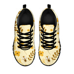 Flower Bee Pattern Print Black Sneakers