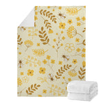 Flower Bee Pattern Print Blanket