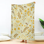 Flower Bee Pattern Print Blanket