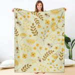 Flower Bee Pattern Print Blanket