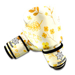 Flower Bee Pattern Print Boxing Gloves