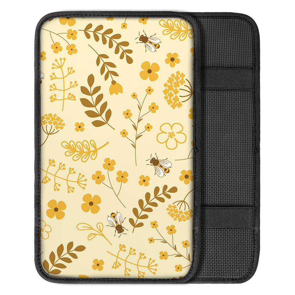 Flower Bee Pattern Print Car Center Console Cover