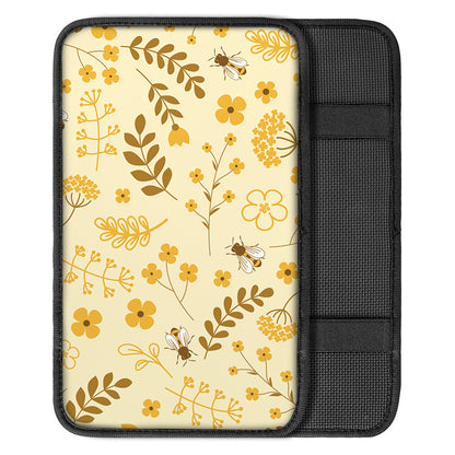 Flower Bee Pattern Print Car Center Console Cover
