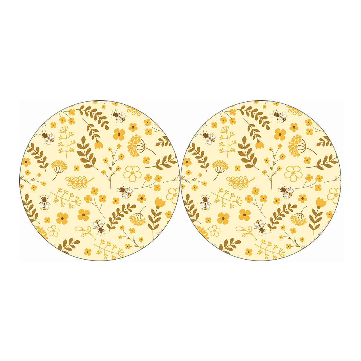 Flower Bee Pattern Print Car Coasters