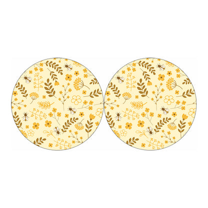 Flower Bee Pattern Print Car Coasters