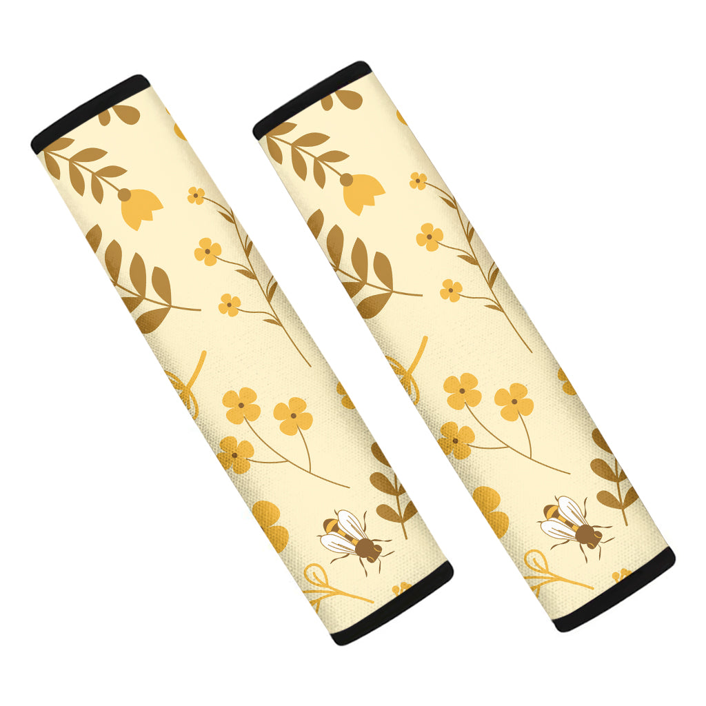 Flower Bee Pattern Print Car Seat Belt Covers