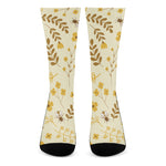 Flower Bee Pattern Print Crew Socks