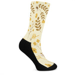 Flower Bee Pattern Print Crew Socks