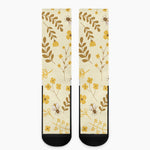 Flower Bee Pattern Print Crew Socks