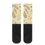 Flower Bee Pattern Print Crew Socks