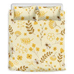 Flower Bee Pattern Print Duvet Cover Bedding Set