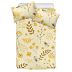 Flower Bee Pattern Print Duvet Cover Bedding Set