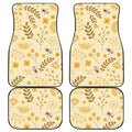 Flower Bee Pattern Print Front and Back Car Floor Mats