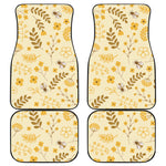 Flower Bee Pattern Print Front and Back Car Floor Mats