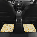 Flower Bee Pattern Print Front and Back Car Floor Mats