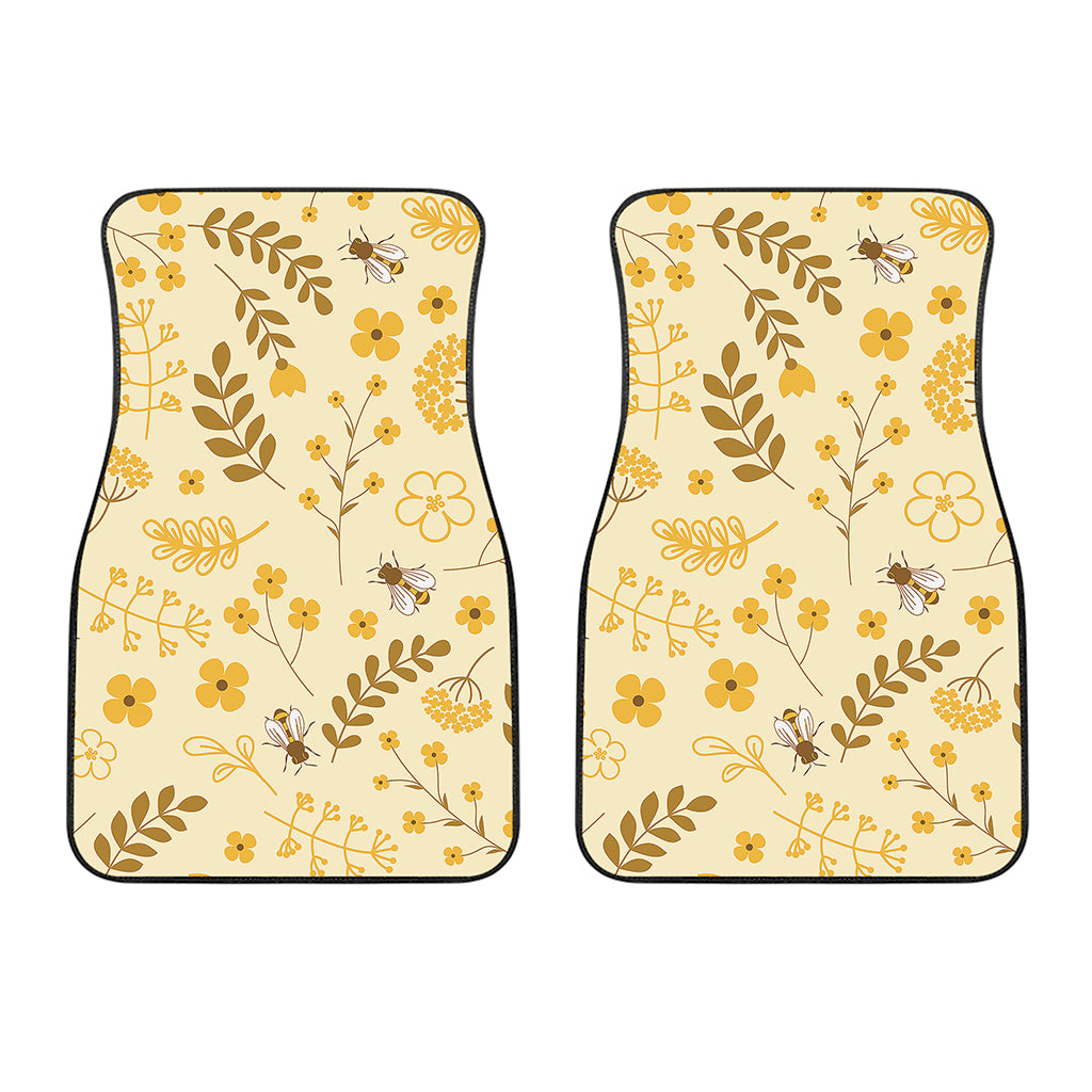 Flower Bee Pattern Print Front Car Floor Mats