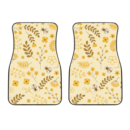 Flower Bee Pattern Print Front Car Floor Mats