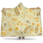 Flower Bee Pattern Print Hooded Blanket