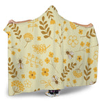 Flower Bee Pattern Print Hooded Blanket