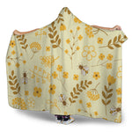 Flower Bee Pattern Print Hooded Blanket
