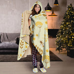 Flower Bee Pattern Print Hooded Blanket