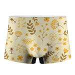 Flower Bee Pattern Print Men's Boxer Briefs
