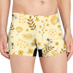 Flower Bee Pattern Print Men's Boxer Briefs