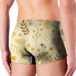 Flower Bee Pattern Print Men's Boxer Briefs