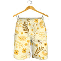 Flower Bee Pattern Print Men's Shorts