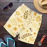 Flower Bee Pattern Print Men's Shorts