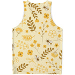 Flower Bee Pattern Print Men's Tank Top