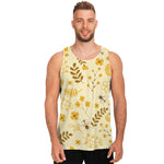 Flower Bee Pattern Print Men's Tank Top