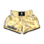 Flower Bee Pattern Print Muay Thai Boxing Shorts