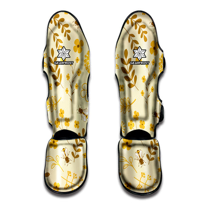 Flower Bee Pattern Print Muay Thai Shin Guard