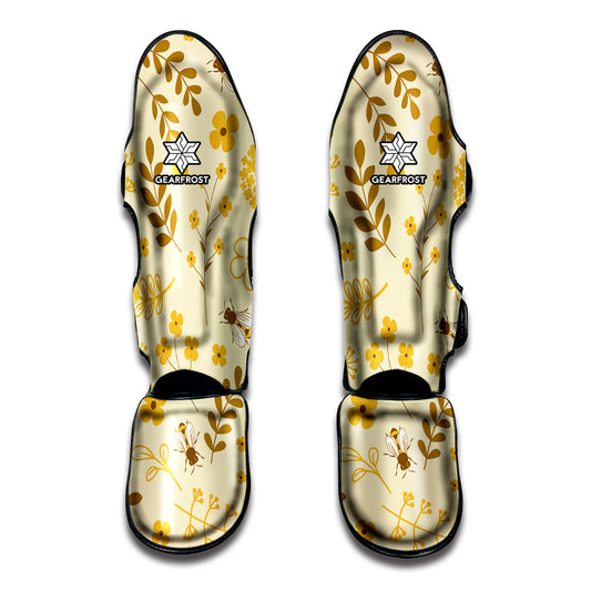 Flower Bee Pattern Print Muay Thai Shin Guard