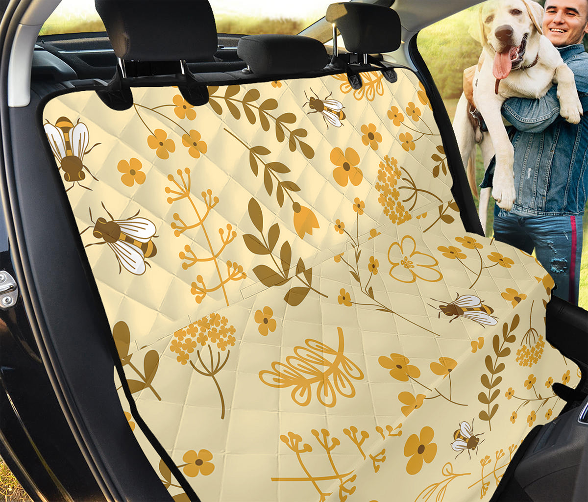 Flower Bee Pattern Print Pet Car Back Seat Cover