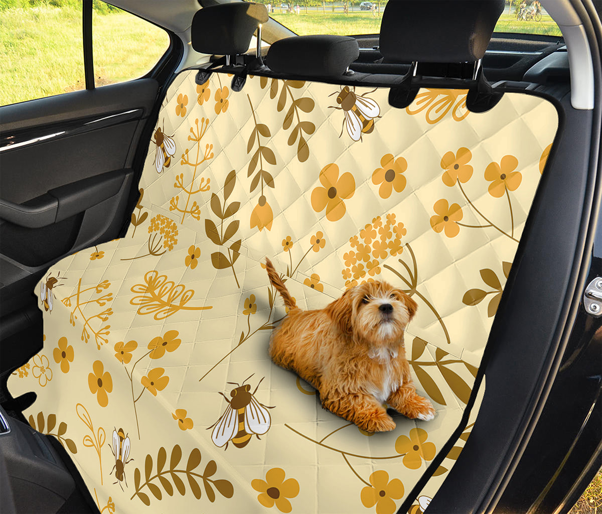 Flower Bee Pattern Print Pet Car Back Seat Cover