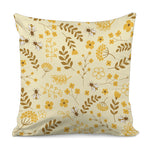Flower Bee Pattern Print Pillow Cover